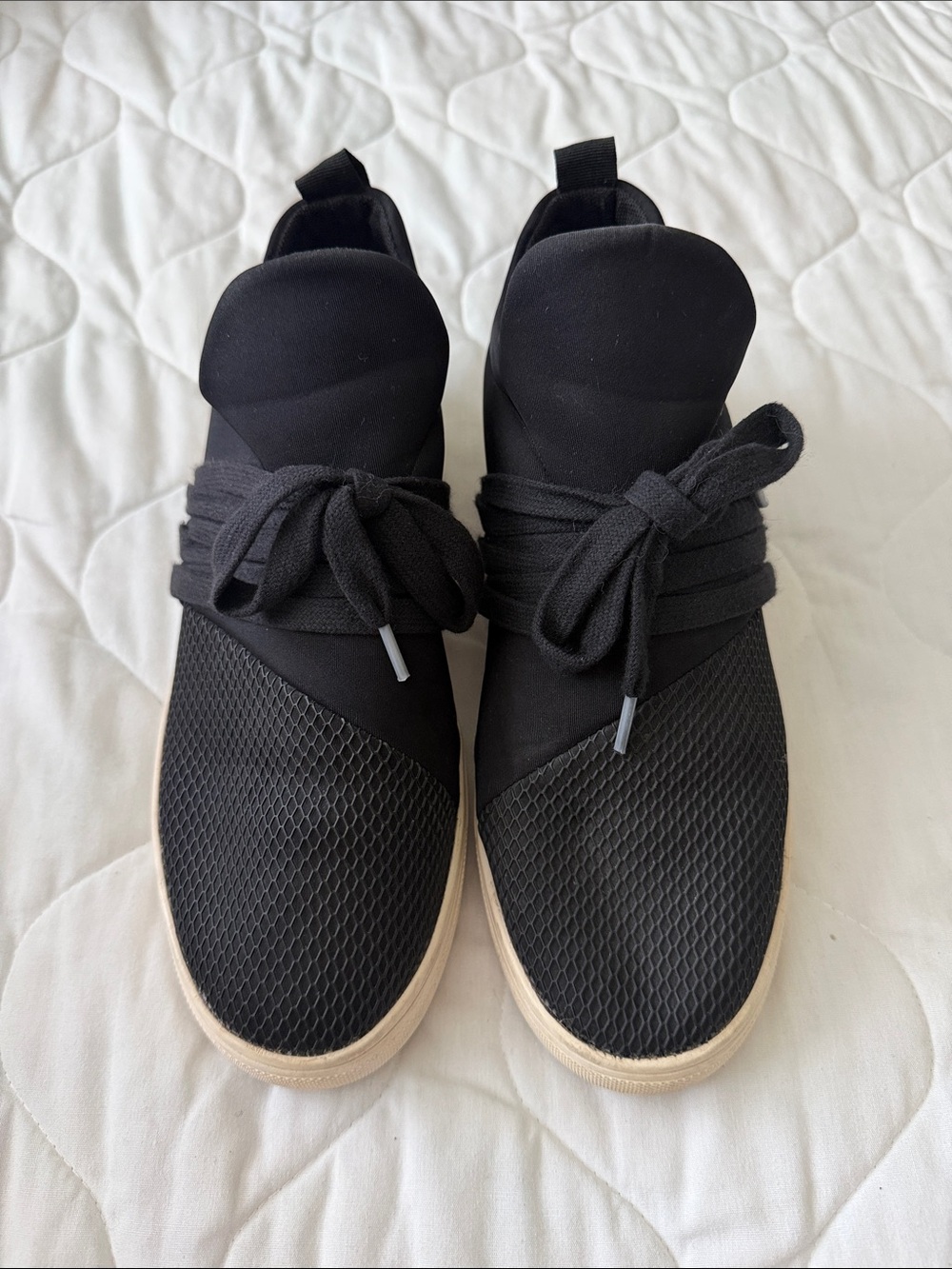 Steve Madden Women's Black Slip-On Knit Sneakers with White Sole